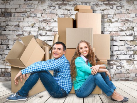 A professional office relocation setup with furniture protection and transport planning