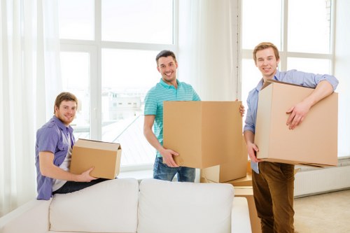 Storage and packing boxes arranged for a local move