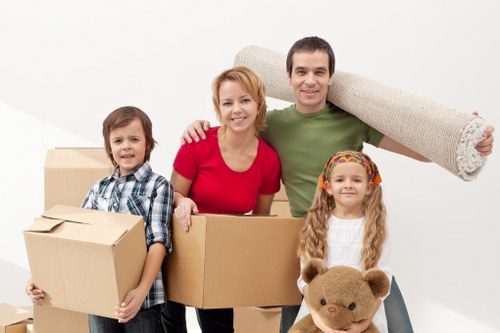 Furniture and boxes loaded into a local moving van