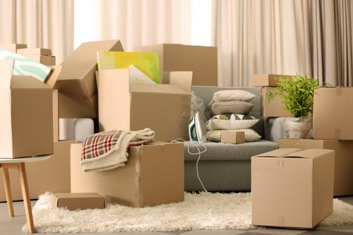 Packed boxes ready for a flat move in Richmond upon Thames